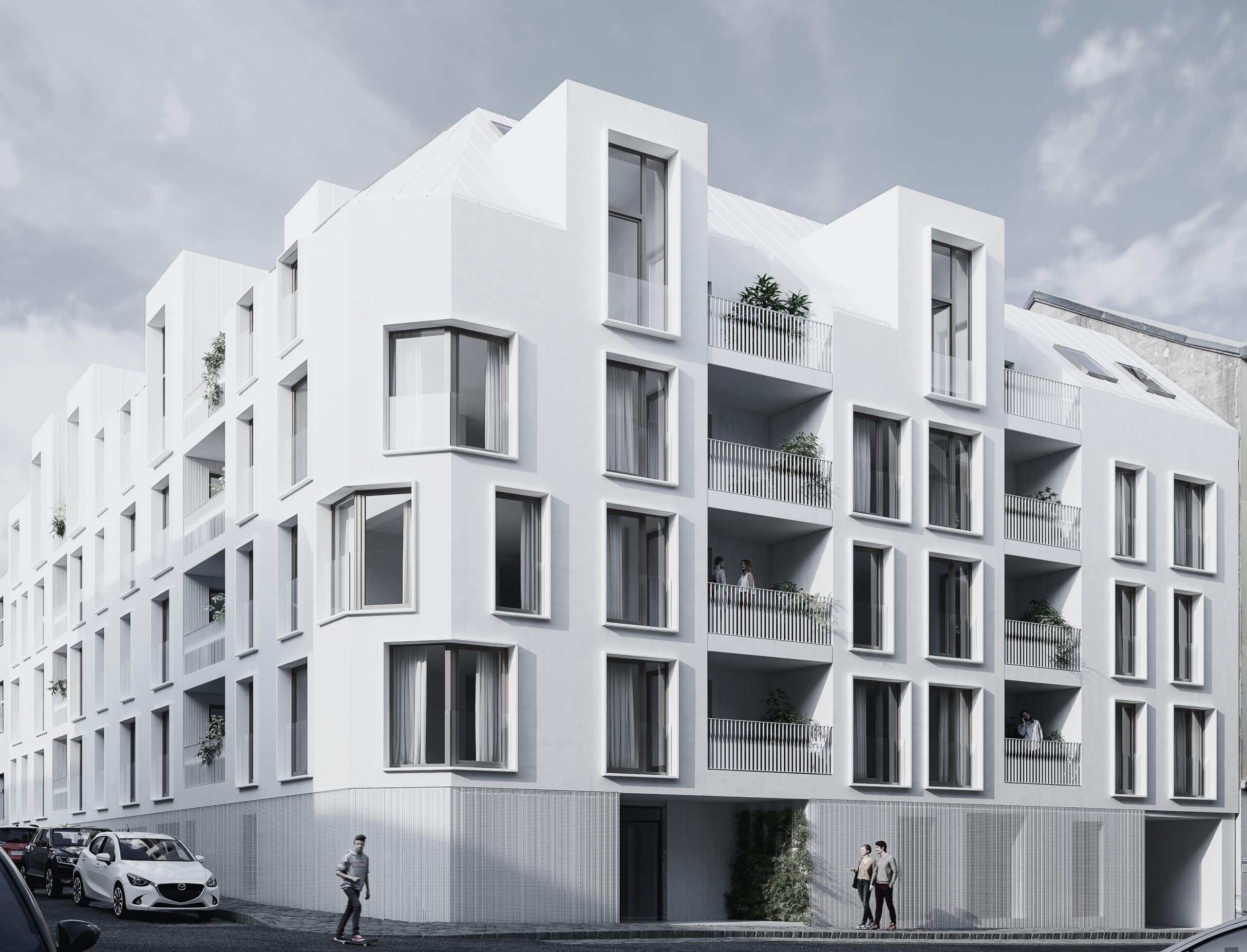 Außenansicht des Gebäudes als Hintergrundbild