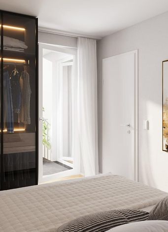 Beispiel der möglichen Einrichtung des Schlafzimmers in Top 11