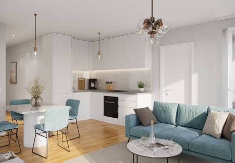 Beispiel der möglichen Einrichtung des Wohnbereichs in Top 11