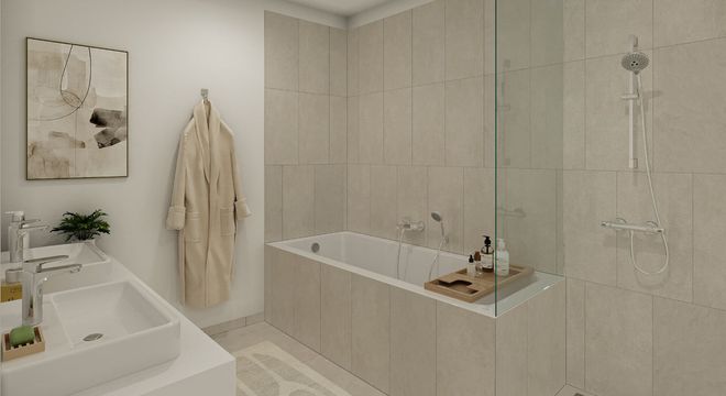 Beispiel der möglichen Einrichtung des Bades in Top 12