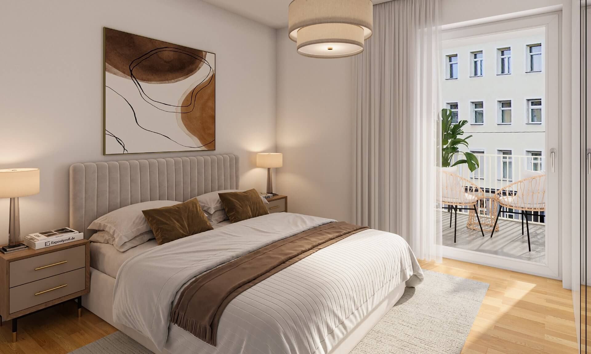 Beispiel der möglichen Einrichtung des Schlafzimmers in Top 12